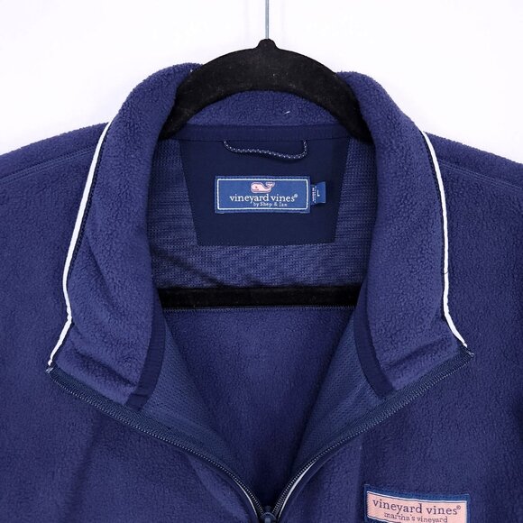 Vineyard Vines Fleece Vest Men's Size Large Harbor Full Zip Blue Pockets Mock - Picture 8 of 12
